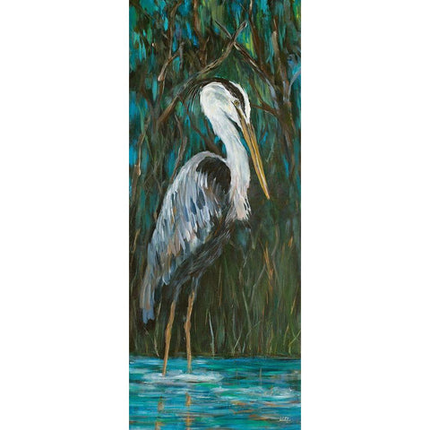 Majestic Heron Black Modern Wood Framed Art Print with Double Matting by DeRice, Julie