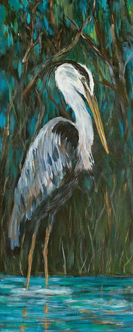 Majestic Heron White Modern Wood Framed Art Print with Double Matting by DeRice, Julie
