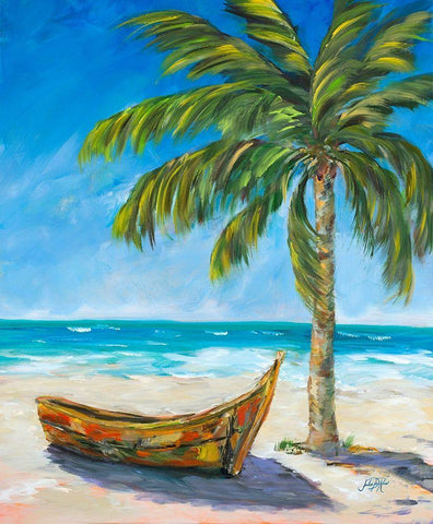 Paradise Trip White Modern Wood Framed Art Print with Double Matting by DeRice, Julie