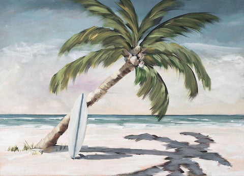 Surfing Paradise White Modern Wood Framed Art Print with Double Matting by DeRice, Julie