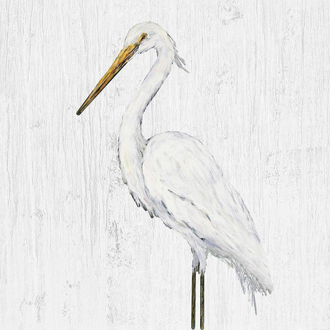Heron on Whitewash IV White Modern Wood Framed Art Print by DeRice, Julie