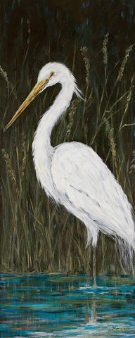 White Egret White Modern Wood Framed Art Print with Double Matting by DeRice, Julie