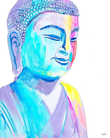 More Vibrant Buddha White Modern Wood Framed Art Print with Double Matting by Goodrich, Chelsea