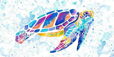 Vibrant Sea Turtle White Modern Wood Framed Art Print with Double Matting by Goodrich, Chelsea