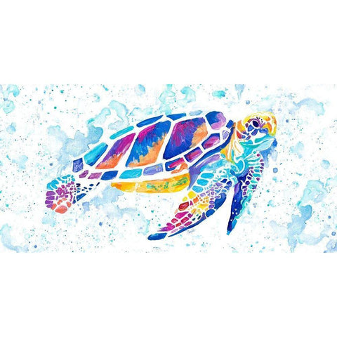Vibrant Sea Turtle Black Modern Wood Framed Art Print with Double Matting by Goodrich, Chelsea