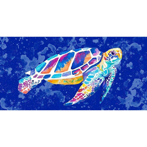 Vibrant Blue Sea Turtle Black Modern Wood Framed Art Print by Goodrich, Chelsea