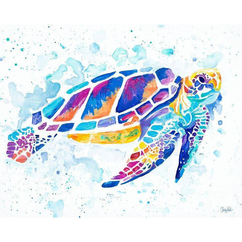 Vibrant Sea Turtle Black Modern Wood Framed Art Print by Goodrich, Chelsea