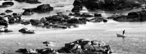 Among the Rocks White Modern Wood Framed Art Print with Double Matting by Niassa Lion Project