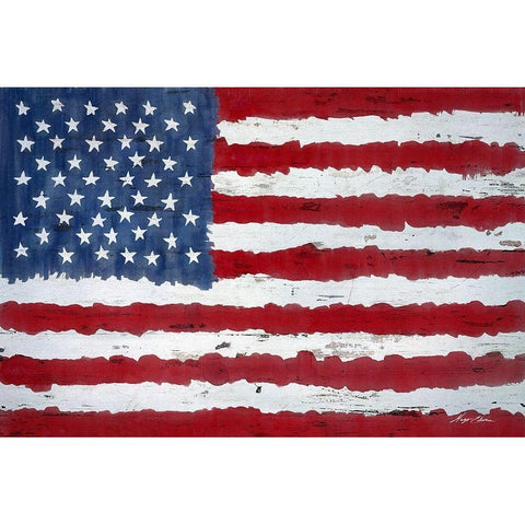 Old Glory Black Modern Wood Framed Art Print by Edwins, Hugo