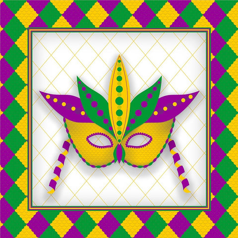 Mardi Gras Mask White Modern Wood Framed Art Print with Double Matting by SD Graphics Studio