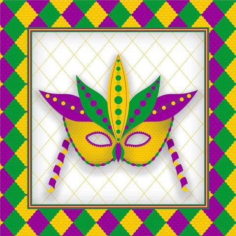 Mardi Gras Mask White Modern Wood Framed Art Print by SD Graphics Studio