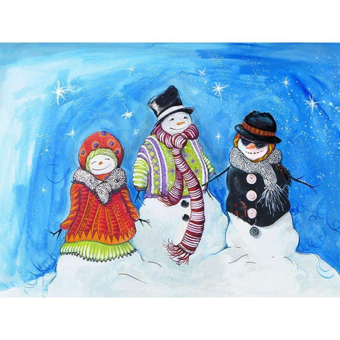 Snow Villagers Gold Ornate Wood Framed Art Print with Double Matting by Diannart