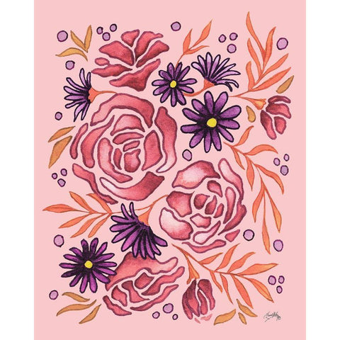 Spring and Floral III Black Modern Wood Framed Art Print with Double Matting by Medley, Elizabeth