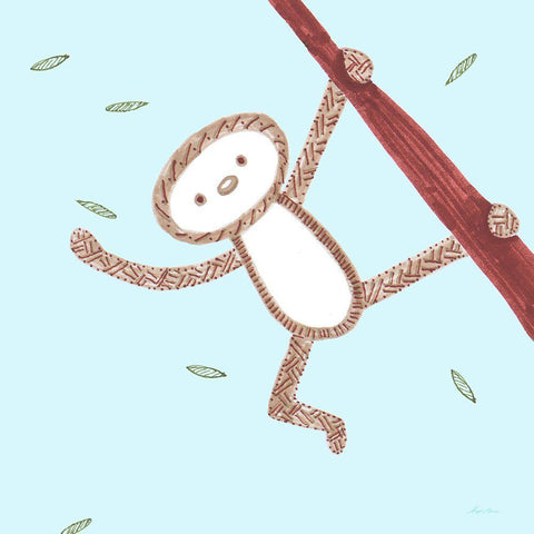 Monkey Love Black Modern Wood Framed Art Print with Double Matting by Edwins, Hugo