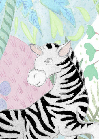 Zebra in the Tropics White Modern Wood Framed Art Print with Double Matting by Medley, Elizabeth