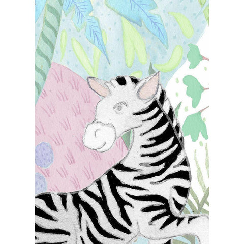 Zebra in the Tropics Black Modern Wood Framed Art Print with Double Matting by Medley, Elizabeth