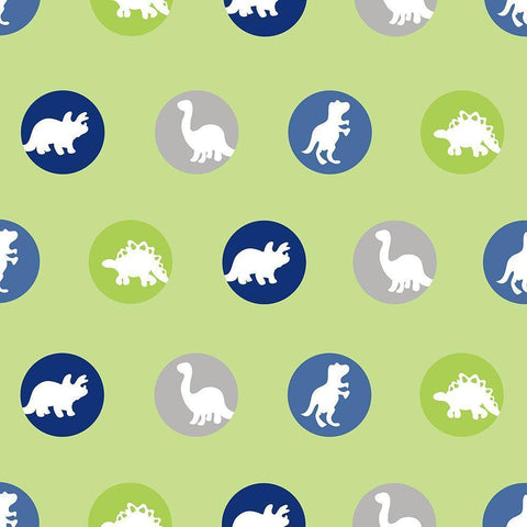 Dino Circle Pattern Black Modern Wood Framed Art Print with Double Matting by Quach, Anna