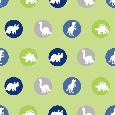 Dino Circle Pattern White Modern Wood Framed Art Print with Double Matting by Quach, Anna