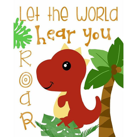 Dino Party II Gold Ornate Wood Framed Art Print with Double Matting by Quach, Anna