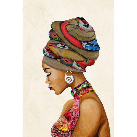 African Goddess on Beige Black Modern Wood Framed Art Print with Double Matting by Ritter, Gina