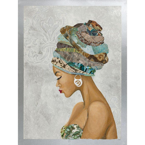 African Goddess on Silver Gold Ornate Wood Framed Art Print with Double Matting by Ritter, Gina