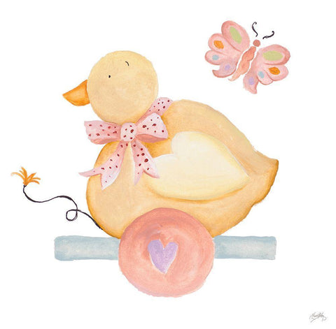 Whimsical Duck White Modern Wood Framed Art Print with Double Matting by Medley, Elizabeth