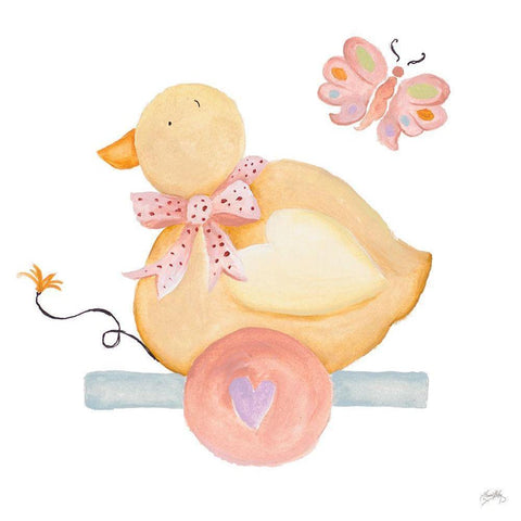 Whimsical Duck White Modern Wood Framed Art Print by Medley, Elizabeth