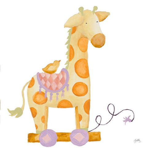 Whimsical Giraffe White Modern Wood Framed Art Print with Double Matting by Medley, Elizabeth