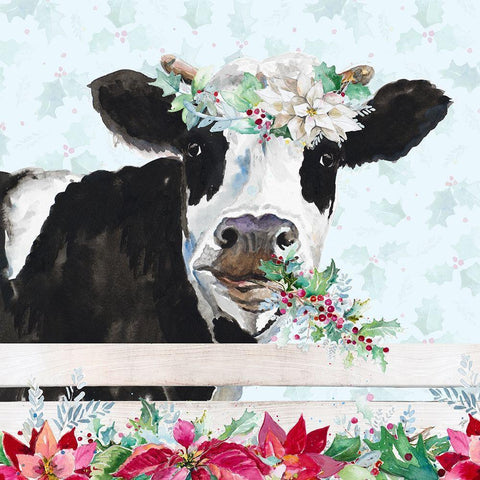 Holiday Crazy Cow White Modern Wood Framed Art Print by Pinto, Patricia