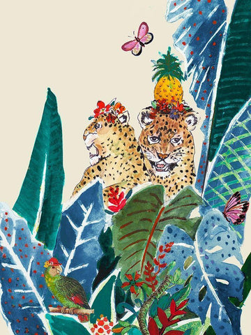 Jungle Carnival on Cream White Modern Wood Framed Art Print with Double Matting by Pinto, Patricia