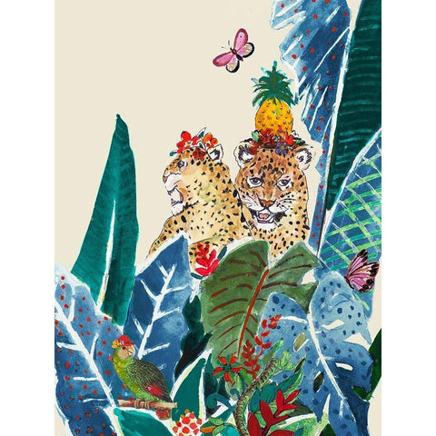 Jungle Carnival on Cream Black Modern Wood Framed Art Print with Double Matting by Pinto, Patricia