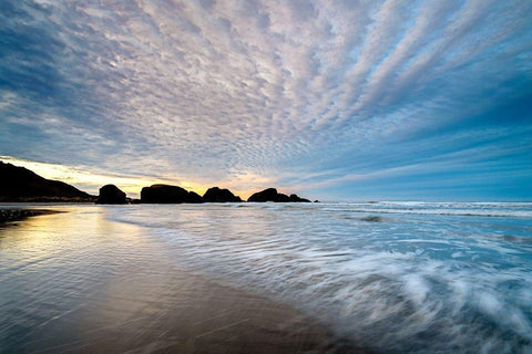 Cloudy Coast Black Ornate Wood Framed Art Print with Double Matting by Amos, Andy