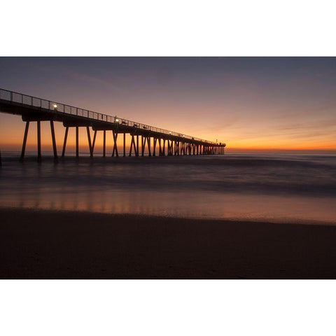 Sunset Pacific Pier II Black Modern Wood Framed Art Print with Double Matting by Bill Carson Photography