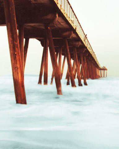 Pacific Pier White Modern Wood Framed Art Print with Double Matting by Bill Carson Photography