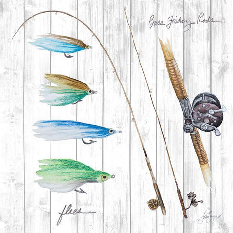 Bait and Tackle I White Modern Wood Framed Art Print by Gaynor, Janice