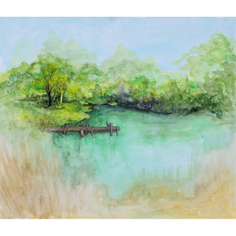 Watercolor River Black Modern Wood Framed Art Print by Gaynor, Janice