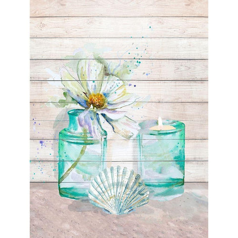 Fresh Flowers and Shells I White Modern Wood Framed Art Print by Pinto, Patricia