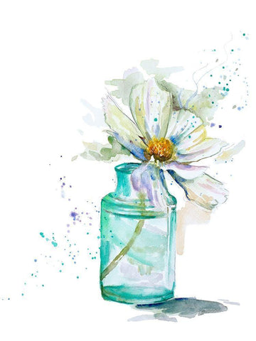 Fresh Little Flower I White Modern Wood Framed Art Print with Double Matting by Pinto, Patricia