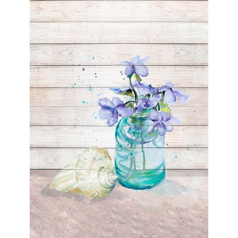 Fresh Flowers And Shells II Black Modern Wood Framed Art Print by Pinto, Patricia