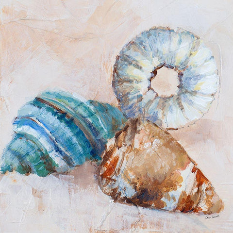 Neutral Sand Shells I White Modern Wood Framed Art Print by Loreth, Lanie