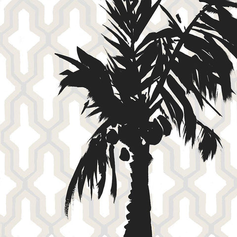 Black Palm On Pattern Black Modern Wood Framed Art Print by Loreth, Lanie
