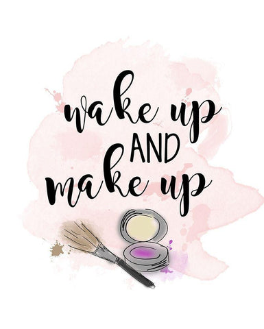 Wake Up and Make Up White Modern Wood Framed Art Print with Double Matting by Quach, Anna