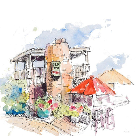 Old Town Tavern Gold Ornate Wood Framed Art Print with Double Matting by Loreth, Lanie