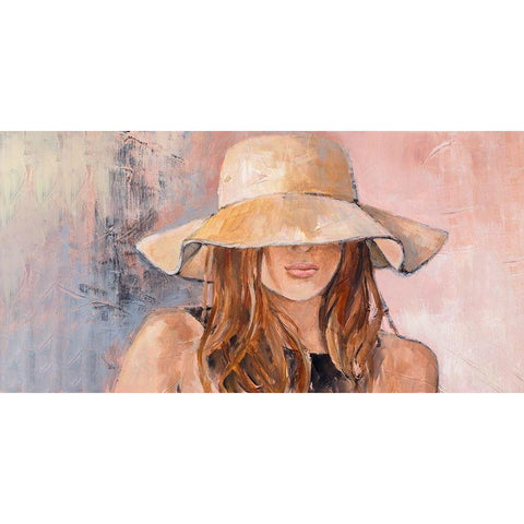 Woman In Hat White Modern Wood Framed Art Print by Loreth, Lanie