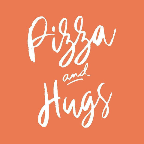 Pizza And Hugs Black Modern Wood Framed Art Print by SD Graphics Studio