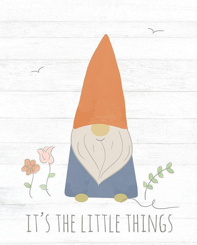 Its the Little Things (Gnome) White Modern Wood Framed Art Print with Double Matting by Quach, Anna