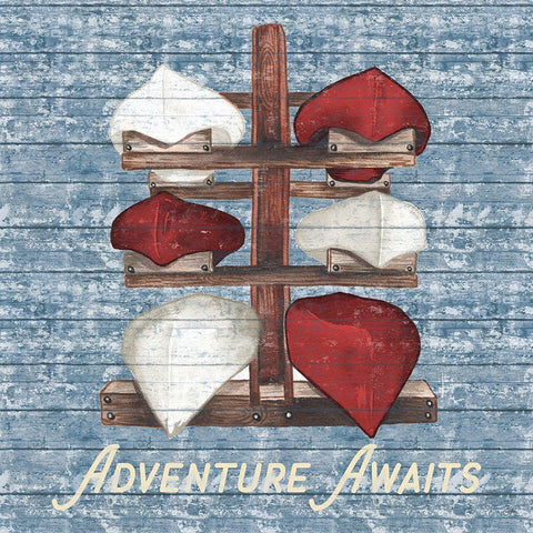 Adventure Awaits Canoes White Modern Wood Framed Art Print with Double Matting by Medley, Elizabeth