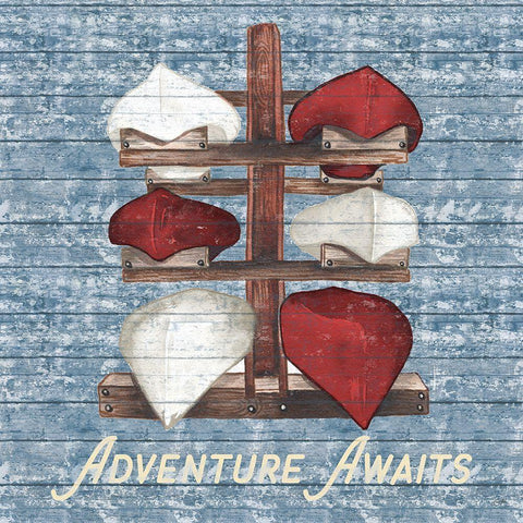 Adventure Awaits Canoes White Modern Wood Framed Art Print by Medley, Elizabeth