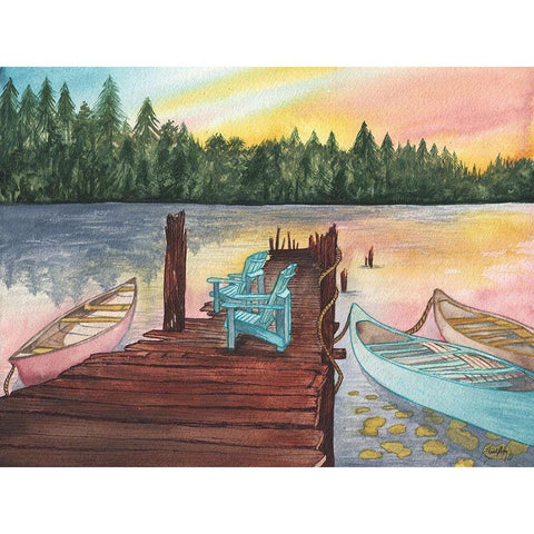 Lake Sunsets White Modern Wood Framed Art Print by Medley, Elizabeth