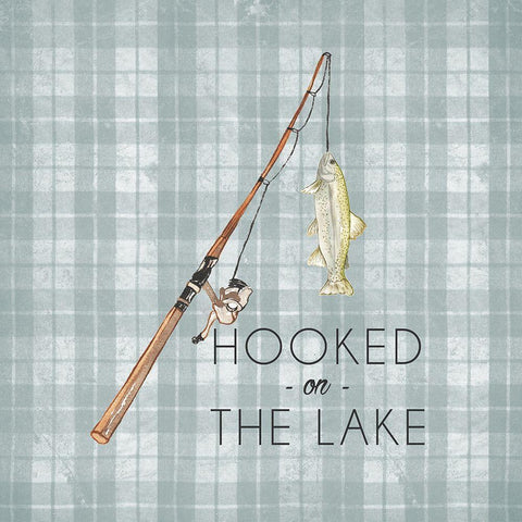 Hooked On The Lake Black Ornate Wood Framed Art Print with Double Matting by Medley, Elizabeth